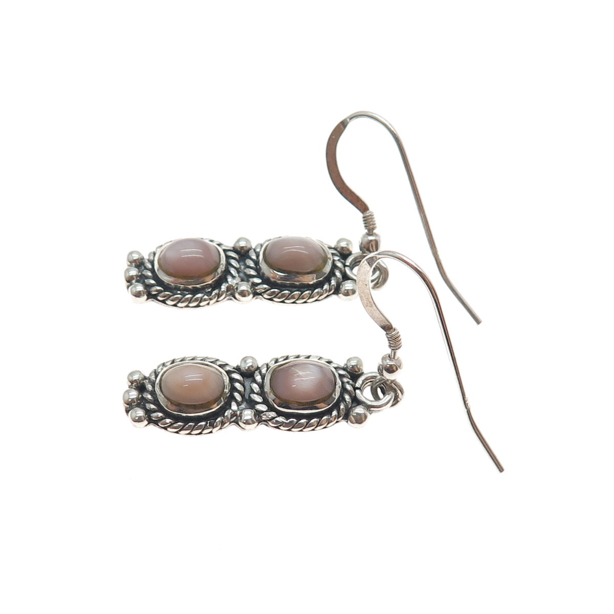 SUNRISE Old Pawn 925 Sterling Silver Vintage Southwestern MOP Dangle Earrings