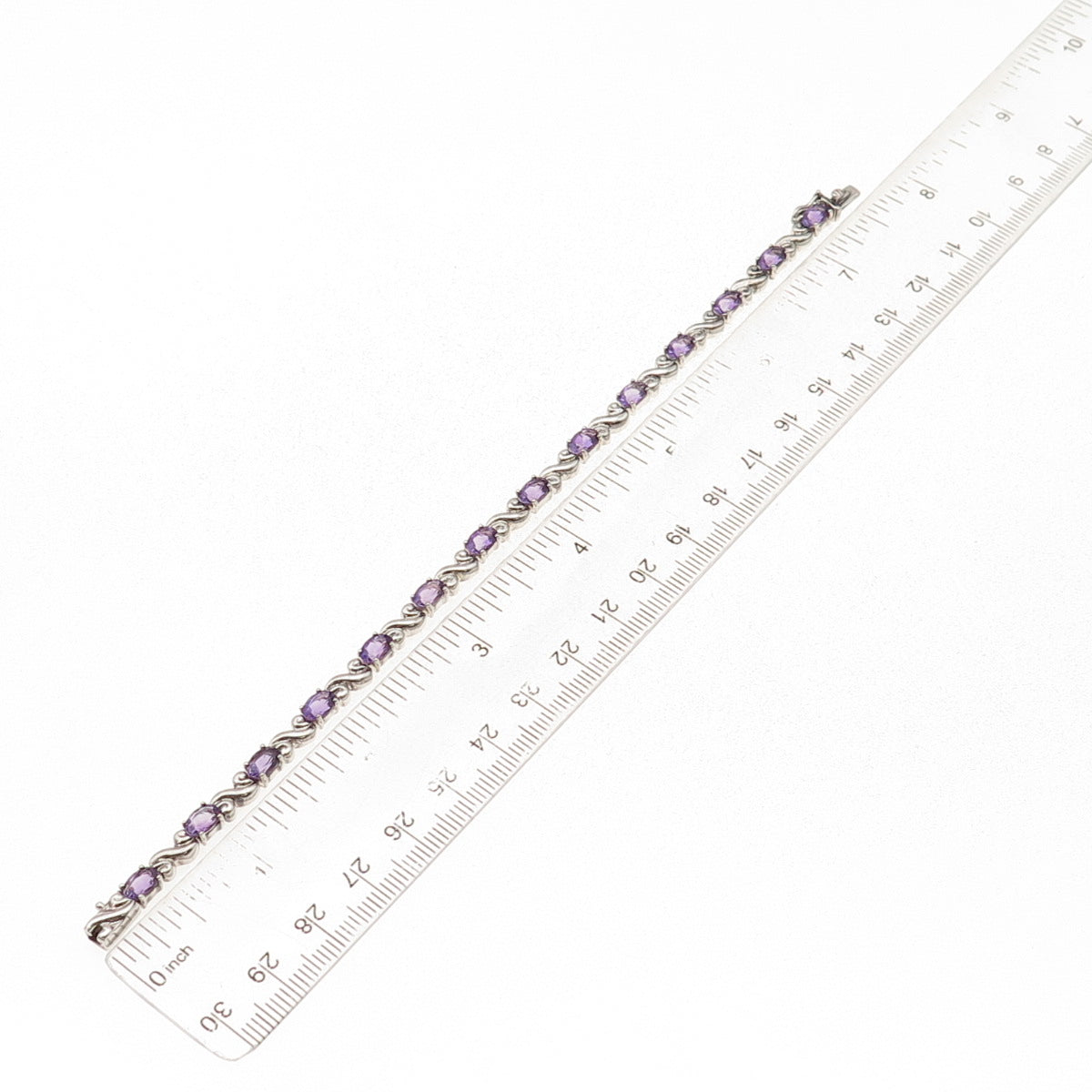 Michelle Albala 925 Sterling Silver Vintage Real Amethyst Bracelet 7.25"