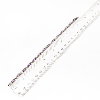 Michelle Albala 925 Sterling Silver Vintage Real Amethyst Bracelet 7.25"