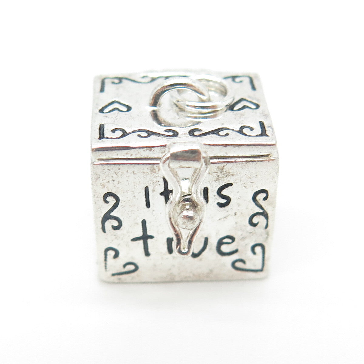 925 Sterling Vintage It's True I'm Blessed To Have You In My Heart Box Pendant