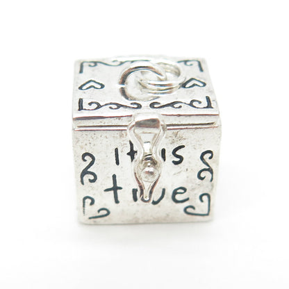 925 Sterling Vintage It's True I'm Blessed To Have You In My Heart Box Pendant