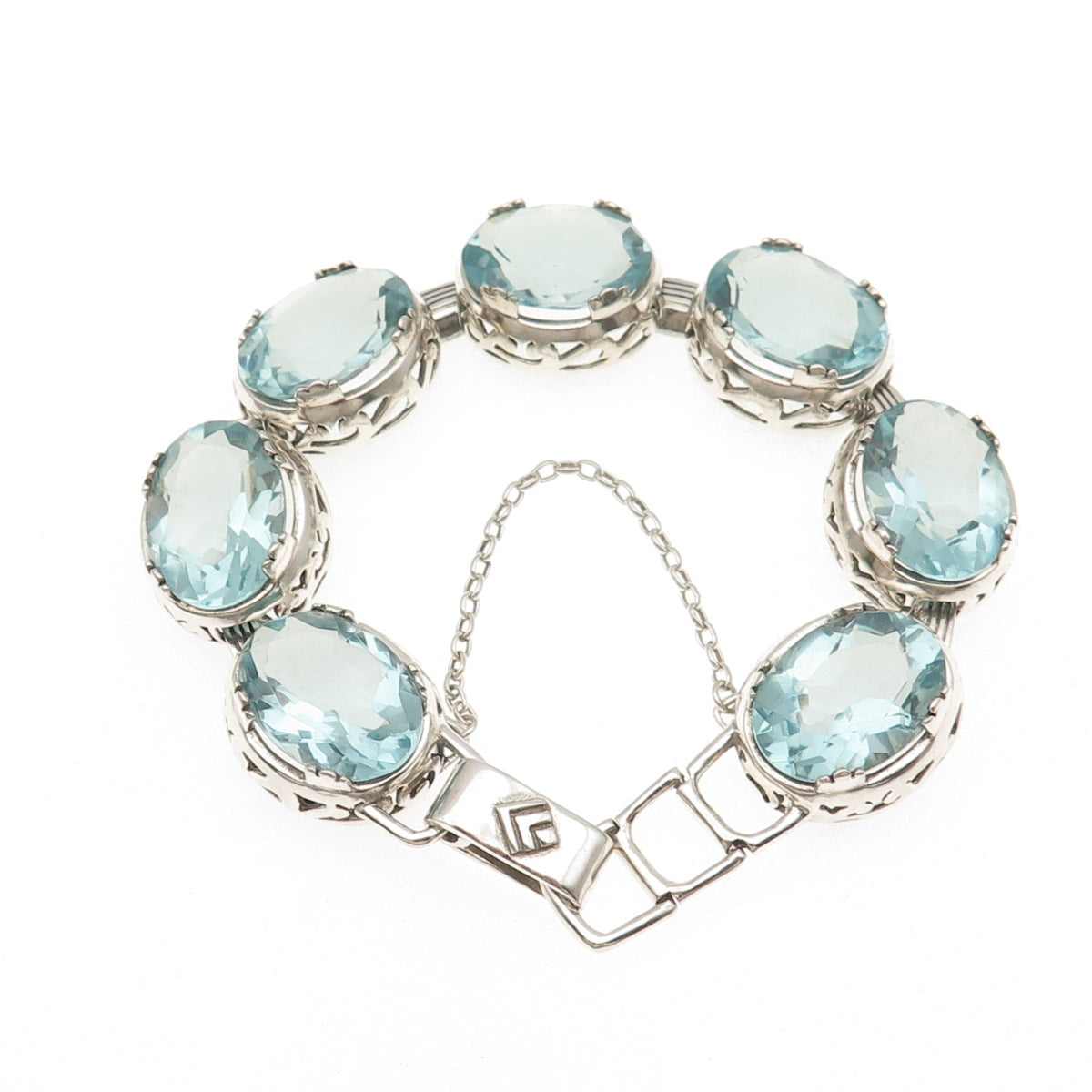 SILPADA 925 Sterling Silver Vintage Blue Lagoon Crystal Bracelet 7.5"