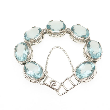 SILPADA 925 Sterling Silver Vintage Blue Lagoon Crystal Bracelet 7.5"
