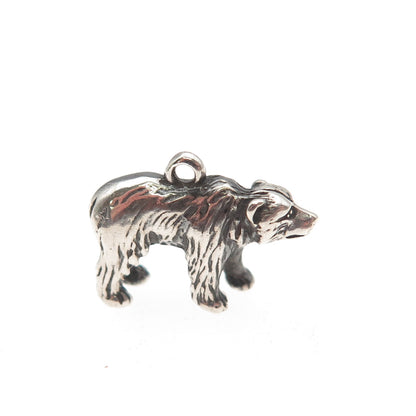 925 Sterling Silver Vintage Bear Oxidized 3D Mini Charm Pendant