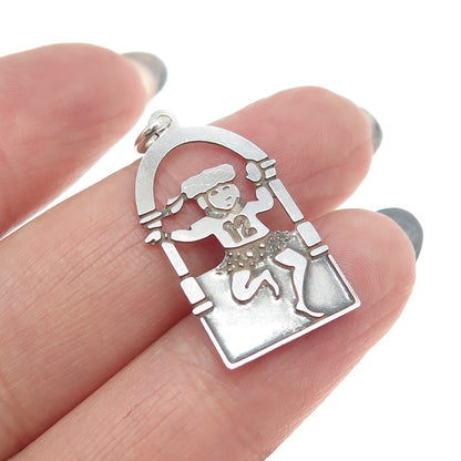 925 Sterling Silver Vintage Dancing Girl #12 Minimalist Charm Pendant