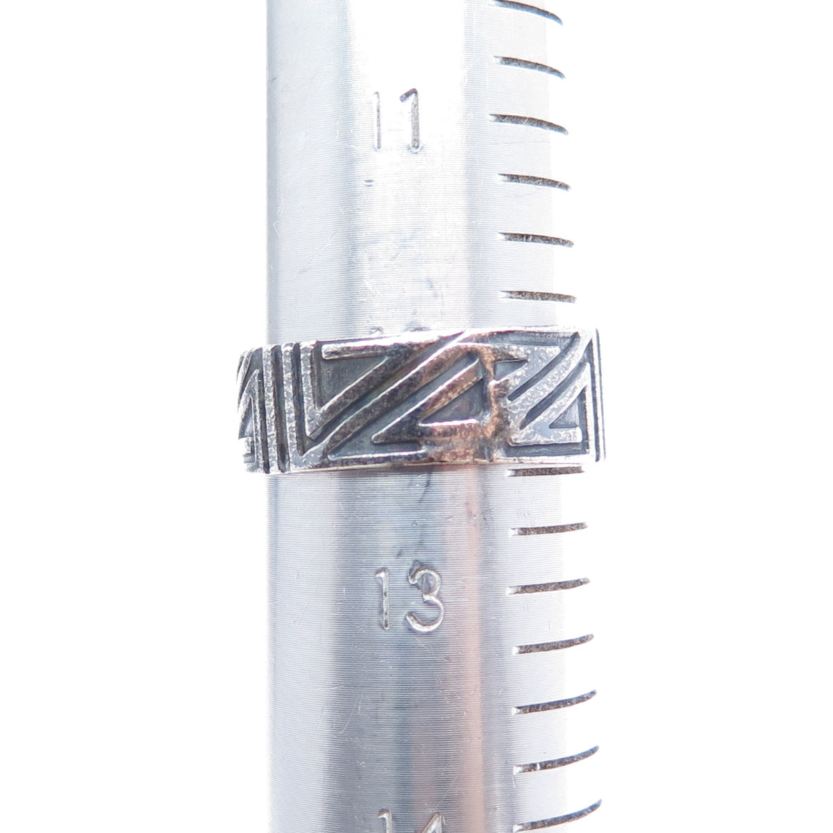 925 Sterling Silver Vintage Tribal Maze Oxidized Band Ring Size 12.5