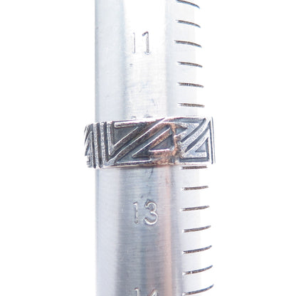 925 Sterling Silver Vintage Tribal Maze Oxidized Band Ring Size 12.5