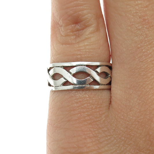 925 Sterling Silver Vintage Celtic Woven Band Ring Size 5.75