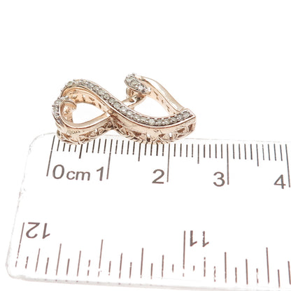 925 Sterling Silver Gold Plated Real Diamond Infinity Heart Slide Charm Pendant