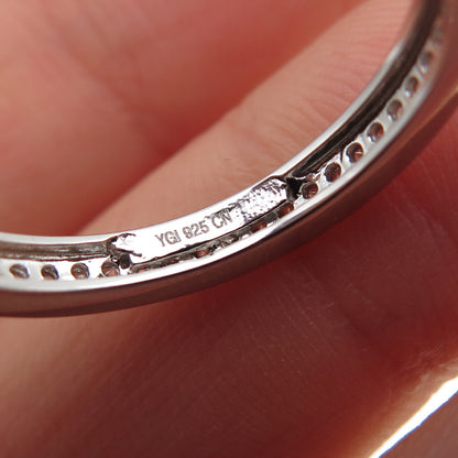 925 Sterling Silver Round-Cut C Z All Around Hoop Earrings