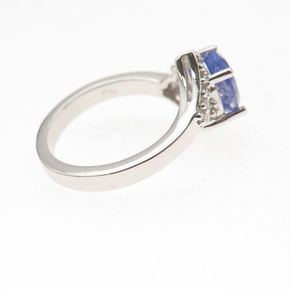 RJ Graziano 925 Sterling Silver Real Tanzanite & White Topaz Ring Size 7.75
