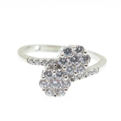 925 Sterling Silver Round-Cut Shaped C Z Bypass Ring Size 7.75