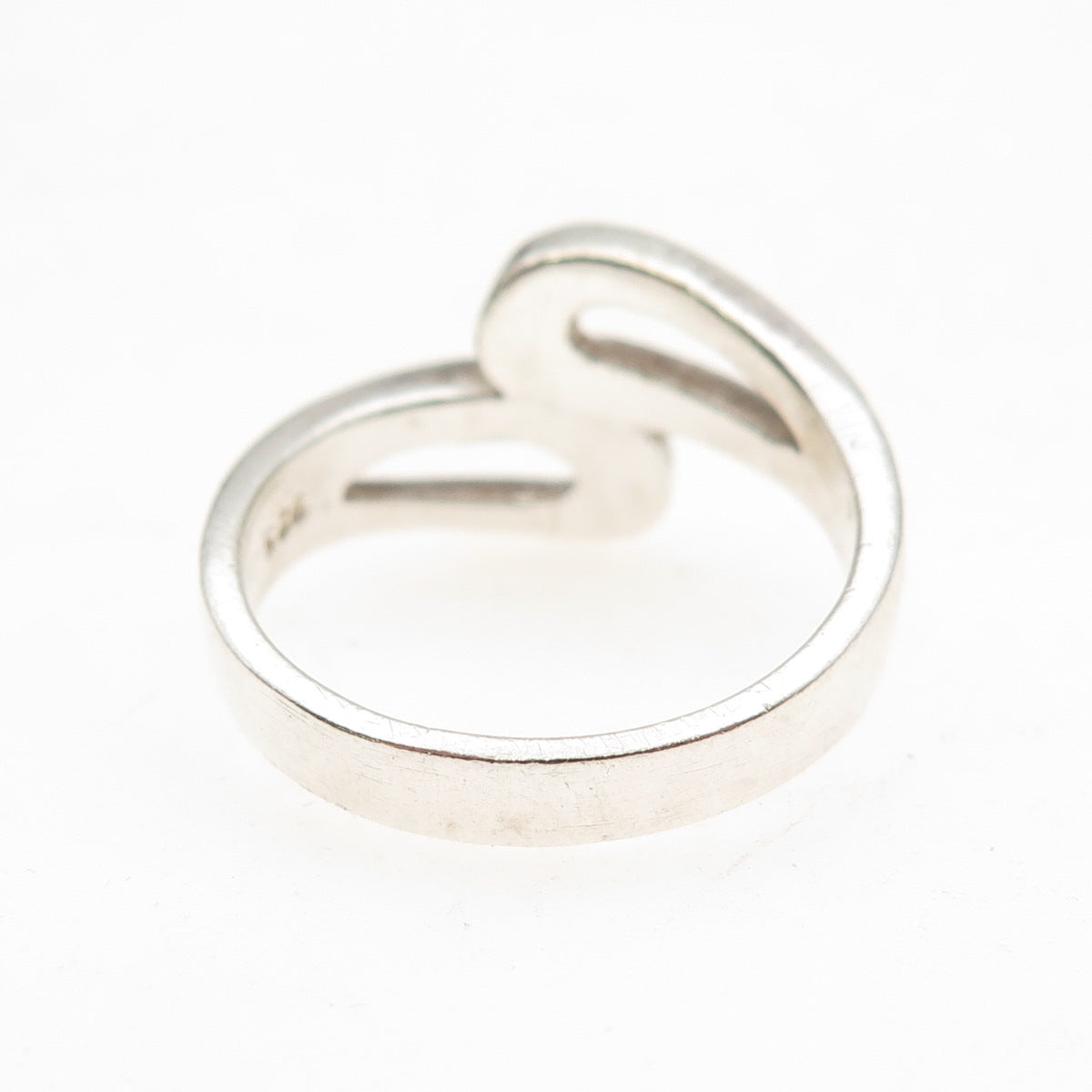 925 Sterling Silver Vintage Modernist Bypass Oxidized Ring Size 9