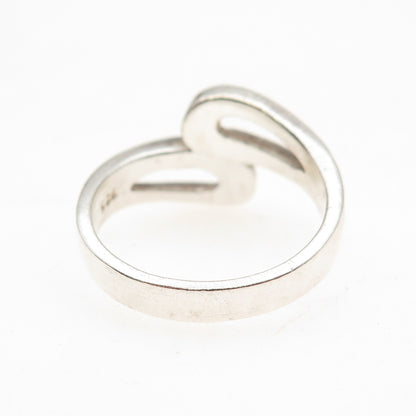 925 Sterling Silver Vintage Modernist Bypass Oxidized Ring Size 9