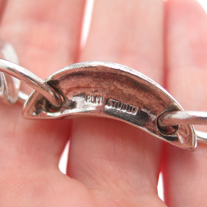 ROBERT LEE MORRIS 925 Sterling Silver Vintage Modernist Oxidized Bracelet 8"