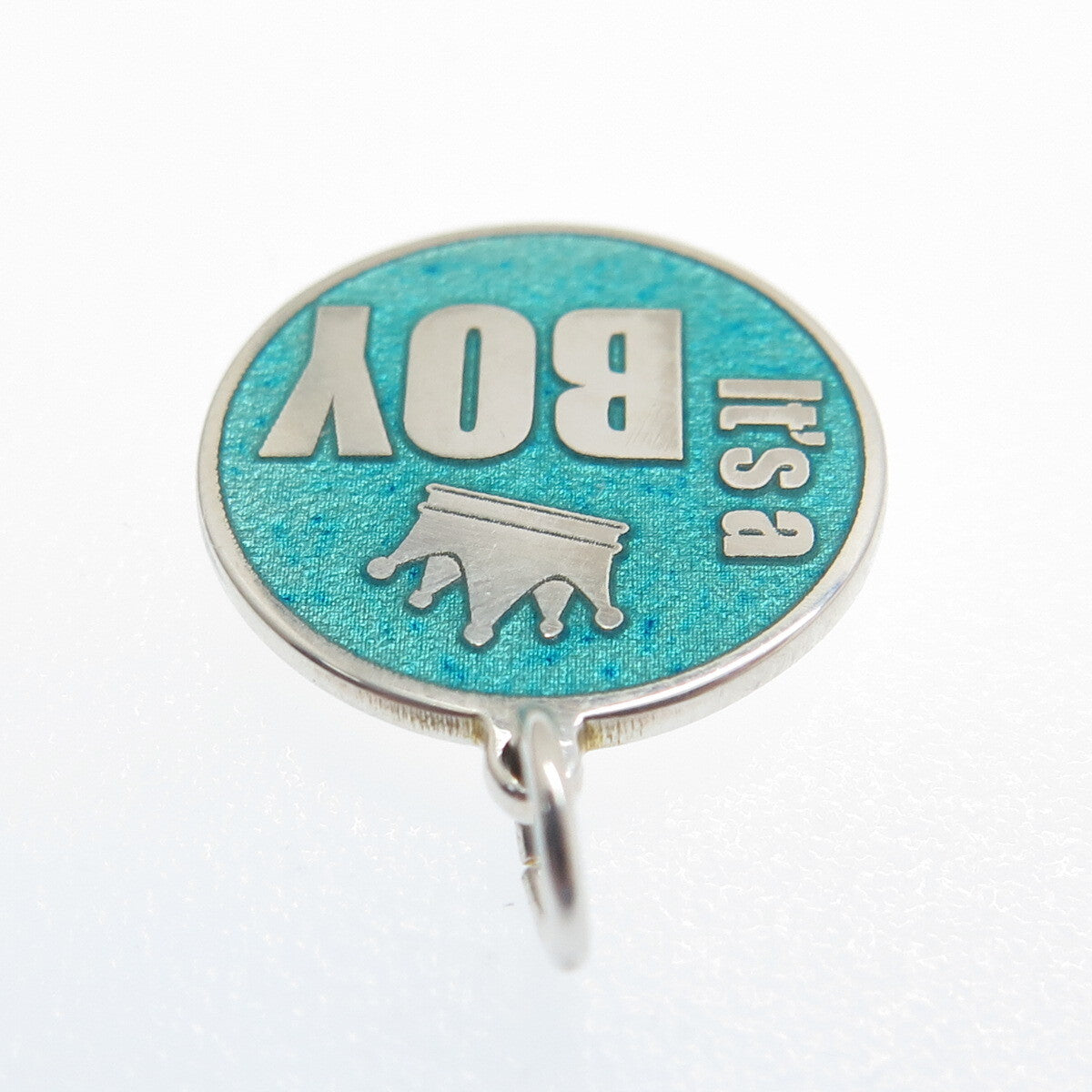 925 Sterling Silver Turquoise Color Enamel "It's A Boy" Minimalist Charm Pendant