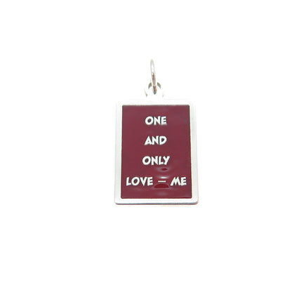 925 Sterling Silver Red Enamel One & Only Love - Me Minimalist Charm Pendant