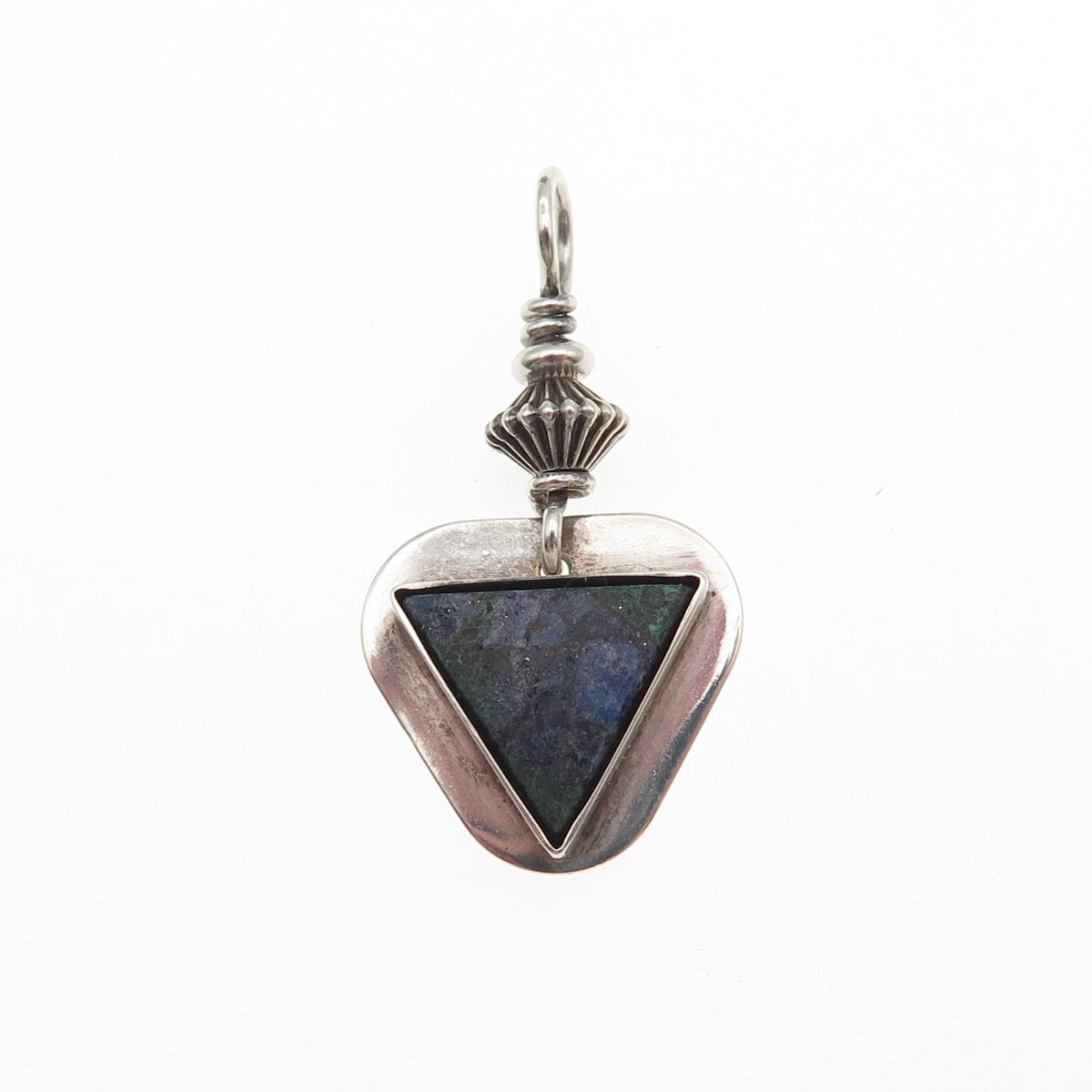 Old Pawn 925 Sterling Silver Vintage Southwestern Azurite Triangle Charm Pendant