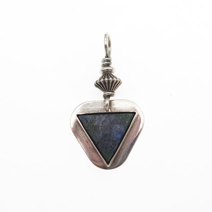 Old Pawn 925 Sterling Silver Vintage Southwestern Azurite Triangle Charm Pendant