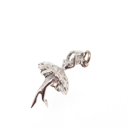 925 Sterling Silver Vintage Ballerina 3D Charm Pendant