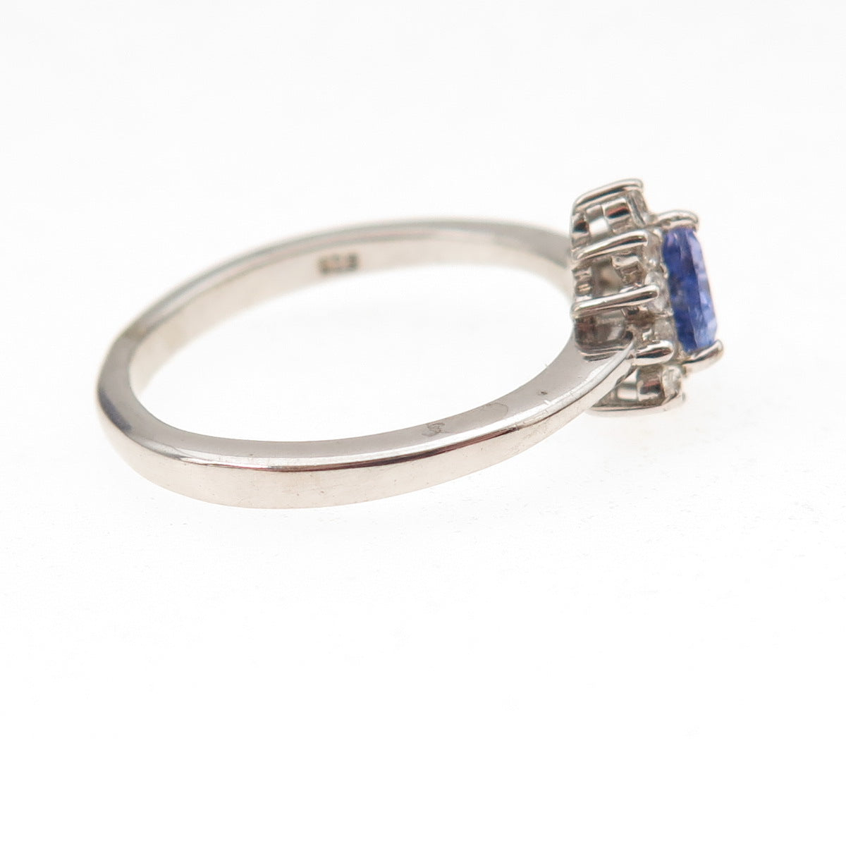 Chuck Clemency 925 Sterling Silver Real Tanzanite & White Topaz Ring Size 7