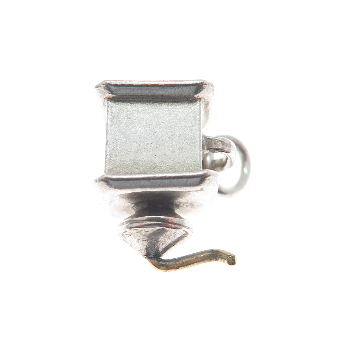 925 Sterling Silver Antique Art Deco Coffee Grinder Minimalist 3D Charm Pendant