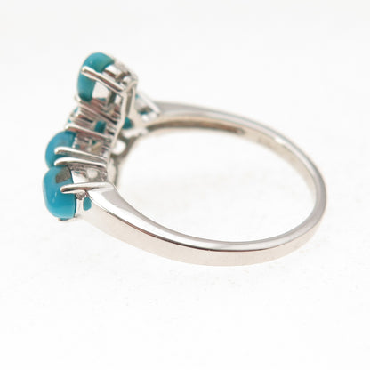 925 Sterling Silver Real Sleeping Beauty Turquoise Cross Ring Size 8