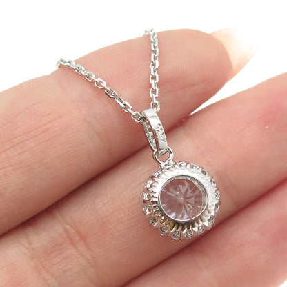 925 Sterling Silver Round-Cut C Z Cable Chain Necklace 16"