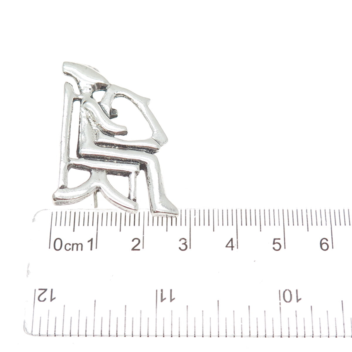 ELEFTHERIOU EL 925 Sterling Silver Vintage Keros Harpist Modernist Pin Brooch