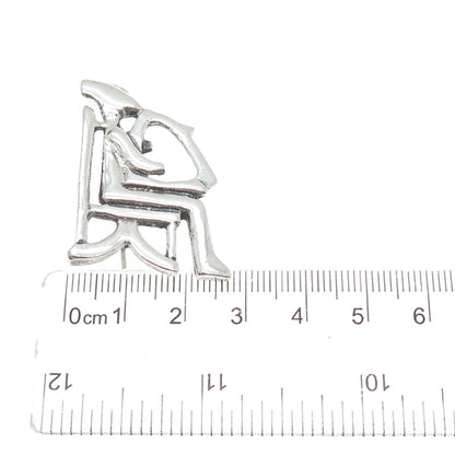 ELEFTHERIOU EL 925 Sterling Silver Vintage Keros Harpist Modernist Pin Brooch