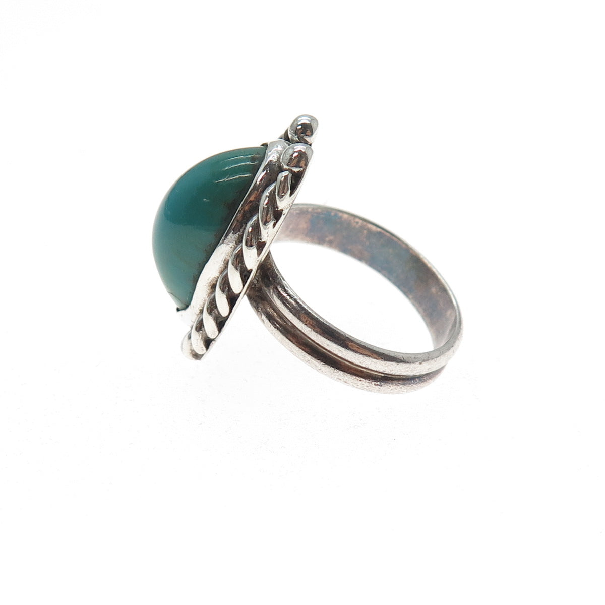 Old Pawn 925 Sterling Silver Vintage PG Navajo Kingman Turquoise Ring Size 5.25