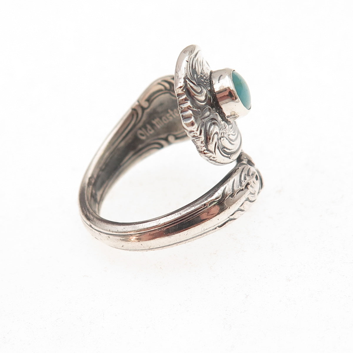 Towle Sterling Silver Vintage Real Turquoise Old Master Adjustable Ring Size 7.5