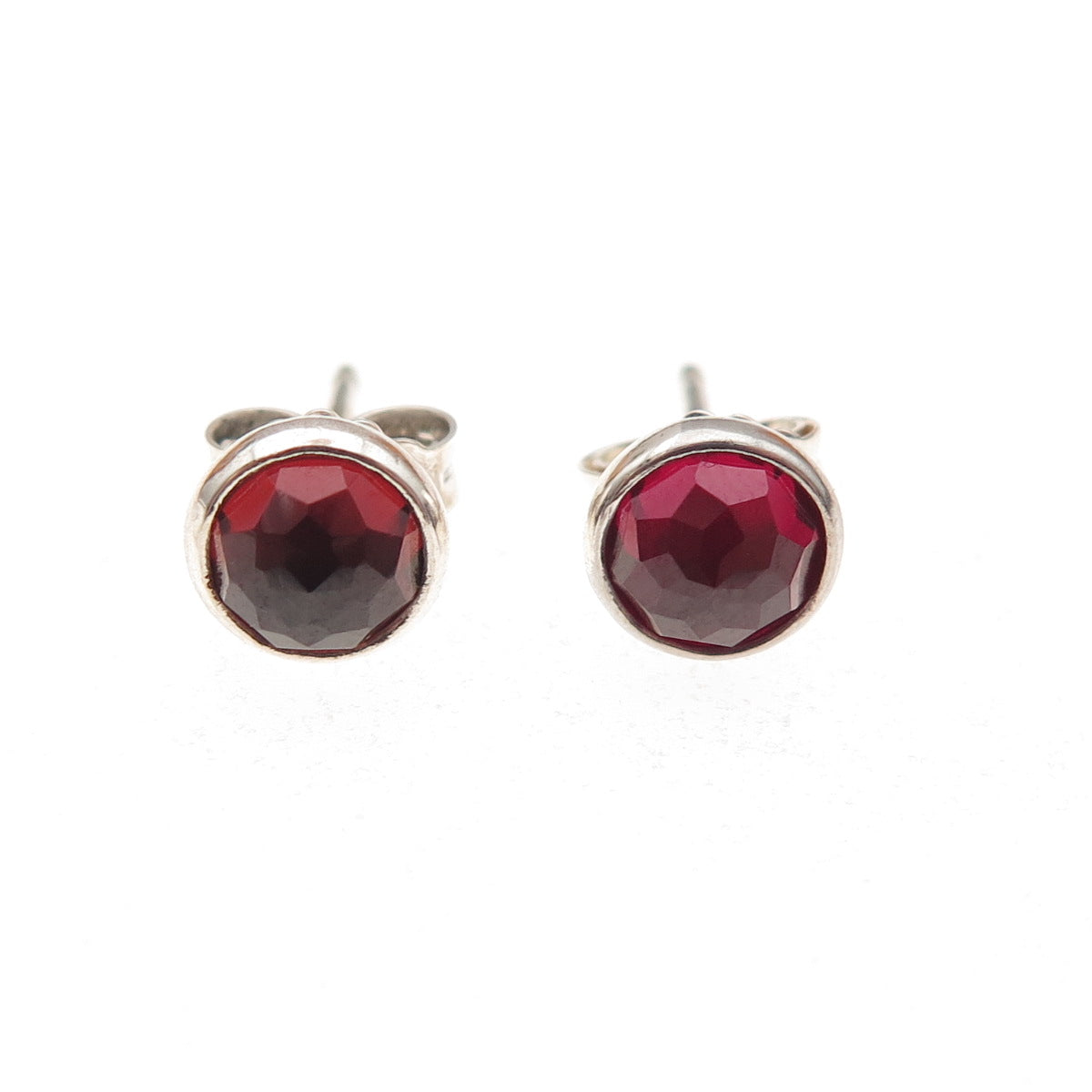 Pandora 925 Sterling Silver Real Red Garnet January Birthstone Stud Earrings