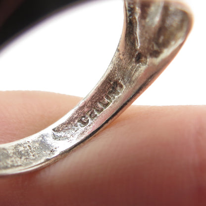 CELLINI 925 Sterling Silver Vintage Modernist Oxidized Ring Size 7.25