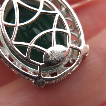 Chuck Clemency & Karis 2-Tone Real Green Onyx Floral Pendant