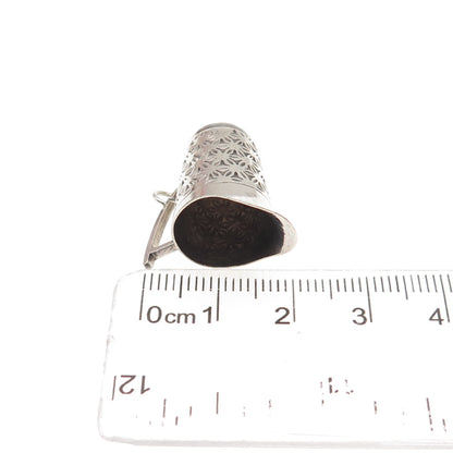 925 Sterling Silver Antique China Pitcher Oxidized 3D Mini Charm Pendant
