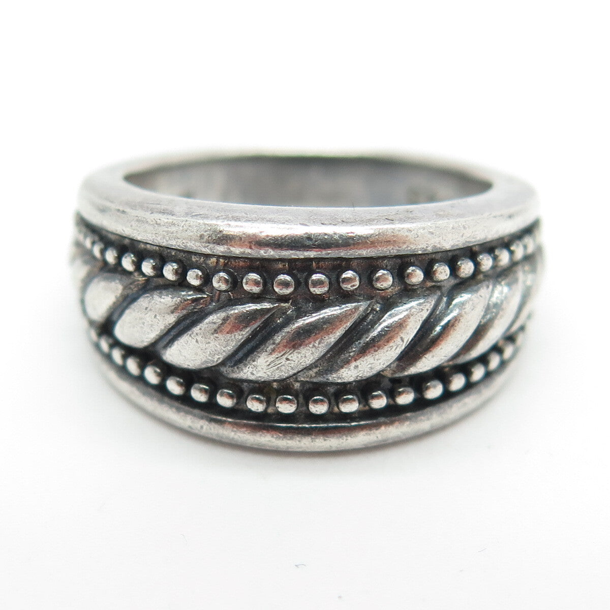 CHAPAL ZENRAY 925 Sterling Silver Vintage Twisted Rope Ring Size 7.25