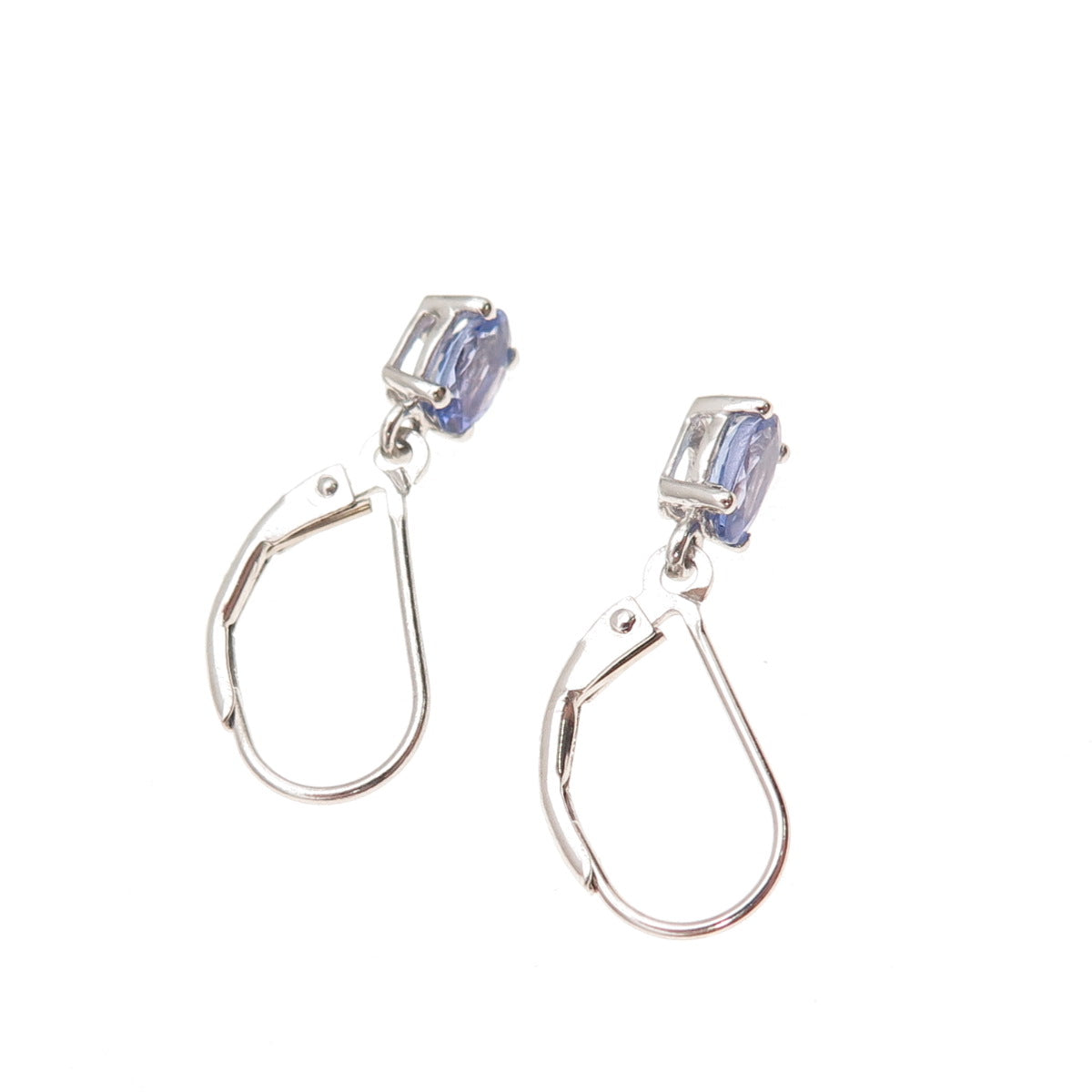Chuck Clemency 925 Sterling Silver Real Oval-Cut Tanzanite Dangle Earrings