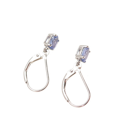 Chuck Clemency 925 Sterling Silver Real Oval-Cut Tanzanite Dangle Earrings