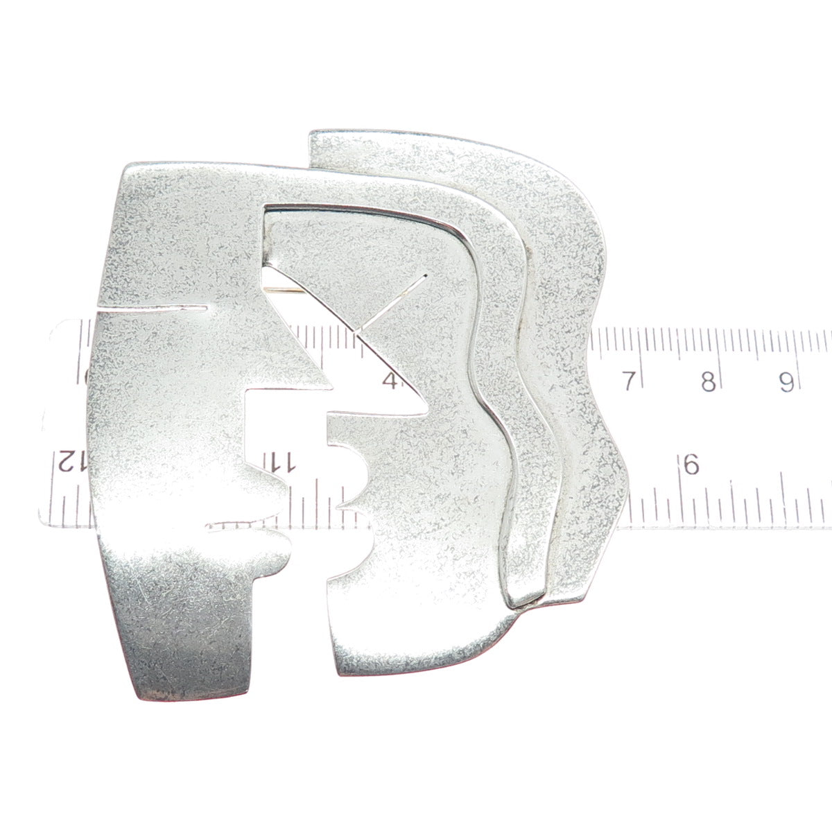 925 Sterling Silver Vintage Mexico Modernist Couple Kiss Pin Brooch