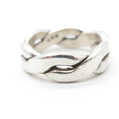 925 Sterling Silver Vintage Mexico Woven Band Ring Size 7.25