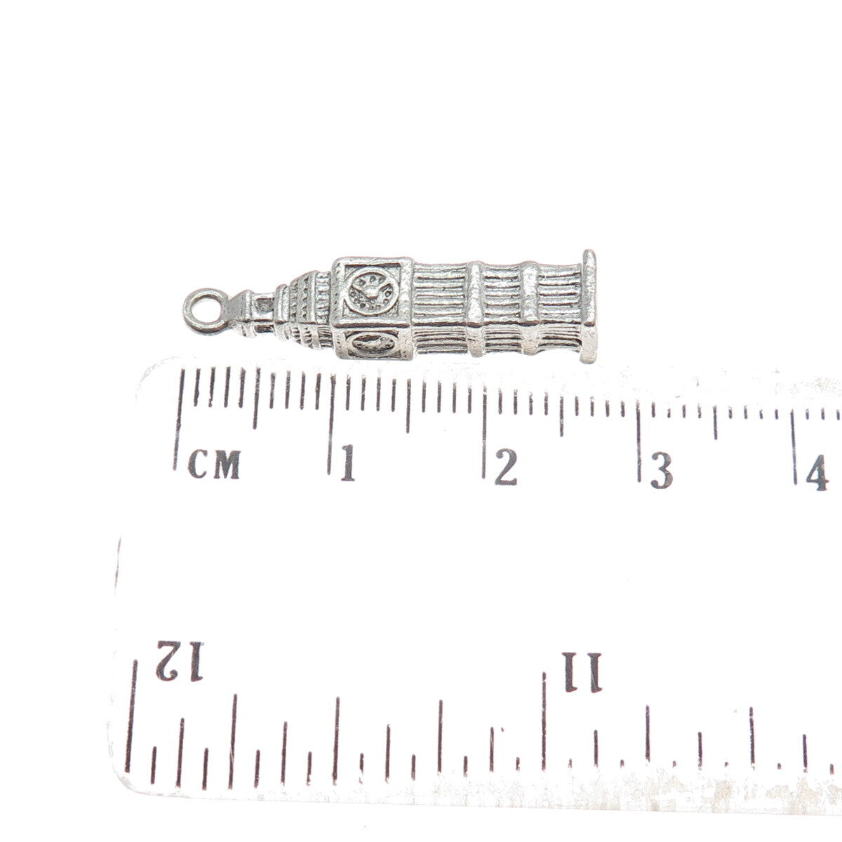 925 Sterling Silver Vintage Big Ben Clock Tower 3D Pendant