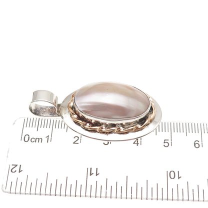 VanHorne Old Pawn 925 Sterling Silver 14K Gold Filled Vintage MOP Tribal Pendant