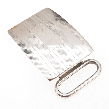 Charles Thomae Sterling Silver Antique Art Deco Engraved SPK Mono Belt Buckle