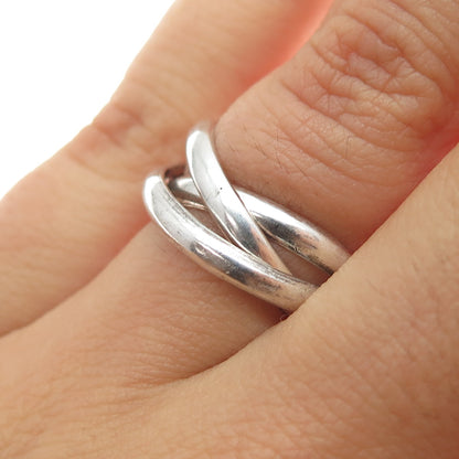 925 Sterling Silver Vintage Mexico Interlocked Trinity Band Ring Size 6.5