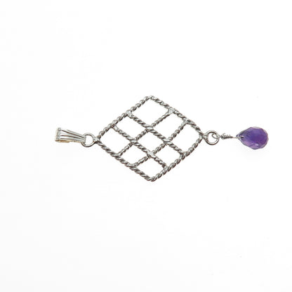 925 Sterling Silver Vintage Real Amethyst Charm Pendant