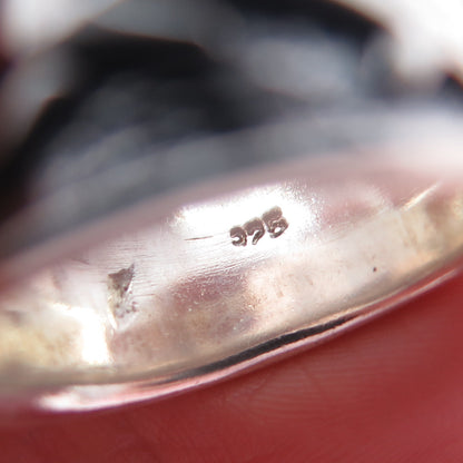 925 Sterling Silver Vintage Modernist Oxidized Biker Ring Size 7.75