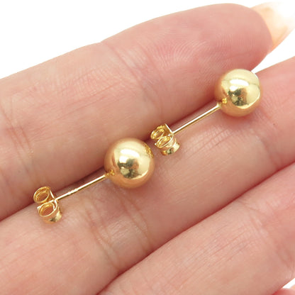 925 Sterling Silver Gold Plated Ball Stud Earrings
