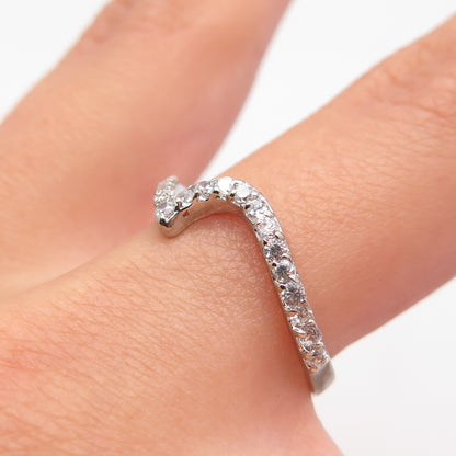 925 Sterling Silver C Z Check Mark Ring Size 6