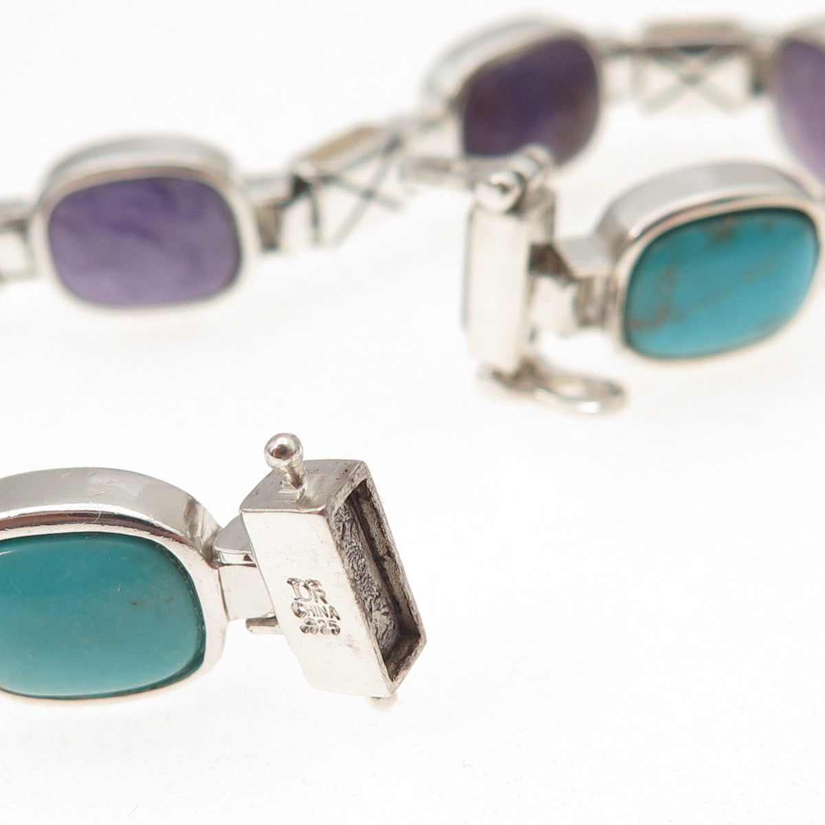 Jay King Desert Rose Sterling Vintage Turquoise Charoite Dual Sided Bracelet 6"